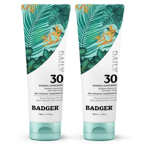 image:imageBadger Mineral Daily Sunscreen SPF 30 Zinc Oxide No White Cast 4 fl oz4 Fl Oz Pack of 2