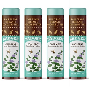 image:imageBadger Creamy Cocoa Cocoa Butter Lip Balm Large Stick Fair Trade 4PackCool Mint