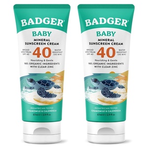 image:imageBadger Mineral Baby Sunscreen Cream SPF 40 NonToxic 29 oz 2Pack29 Fl Oz Pack of 2