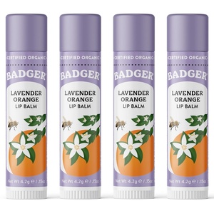 image:imageBadger Tea Tree Classic Organic Lip Balm 4 PackLavender  Orange