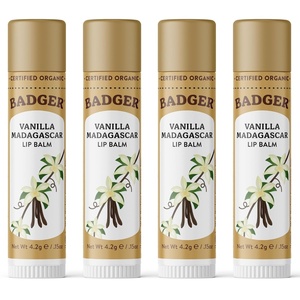 image:imageBadger Tea Tree Classic Organic Lip Balm 4 PackVanilla Madagascar
